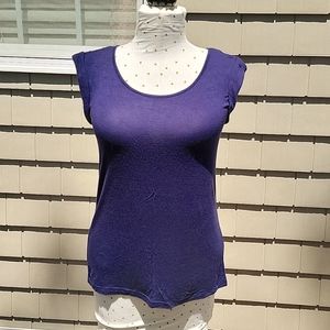 High low navy muscle tank top